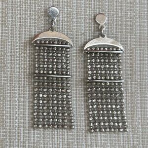 NWOT Frederic Duclos Sterling Silver Caviar Waterfall Dangle Earrings